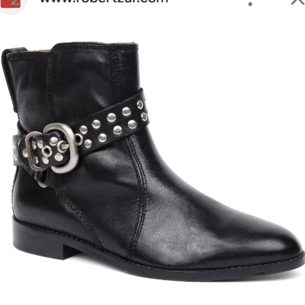 Robert Zur (Size 9.5AA) Black True Glove Jodphur Stud Leather Motto Boots